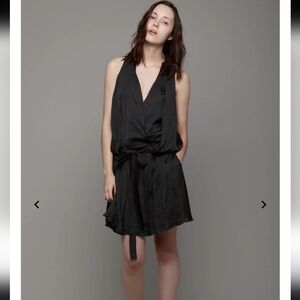 Alexander Wang Draped Black Blouson Sleeveless Dress